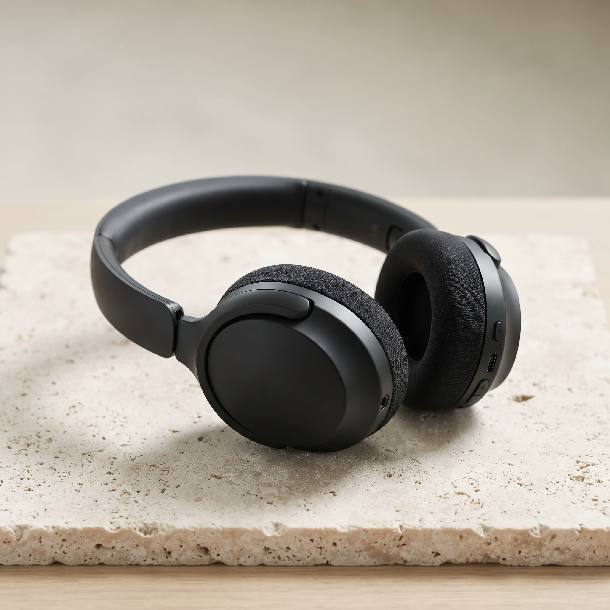 Nano Banana 2 product shot of matte black headphones
